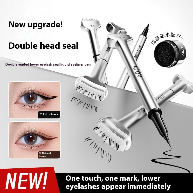 Double-headed Lower Eyelash Stamp Pen Waterproof Natural